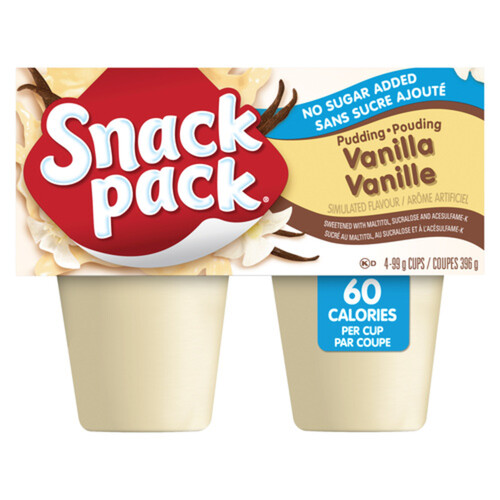 Snack Pack Gluten-Free Pudding No Sugar Added Vanilla 4 x 99 g