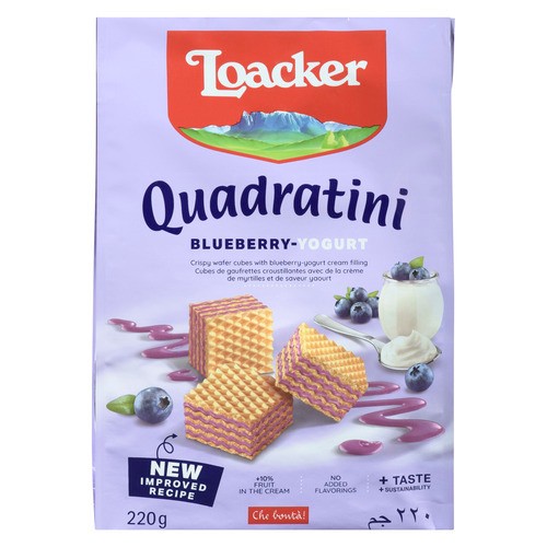 Loacker Quadratini Crispy Wafer Cubes Blueberry Yogurt 220 g
