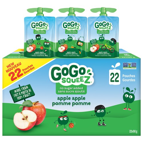 GoGo Squeez Fruit Sauce Snack Pouches No Sugar Added Apple Apple 22 x 90 g