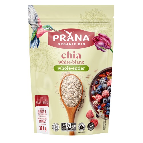 Prana Organic Whole Chia Seeds White 300 g