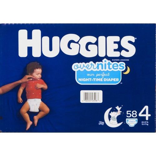Huggies Diapers Overnites Size 4 58 Count