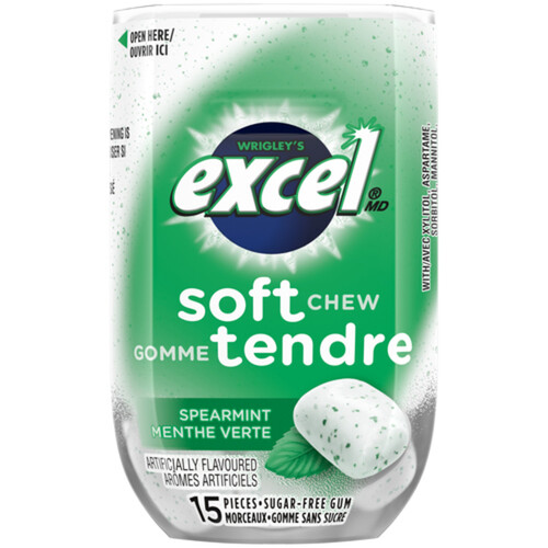 Excel Sugar Free Soft Chew Gum Spearmint 15 Pieces 1 Pack