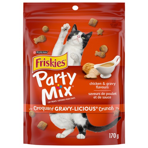 Friskies Cat Treats Party Mix Gravy-Licious Crunch Chicken And Gravy 170 g
