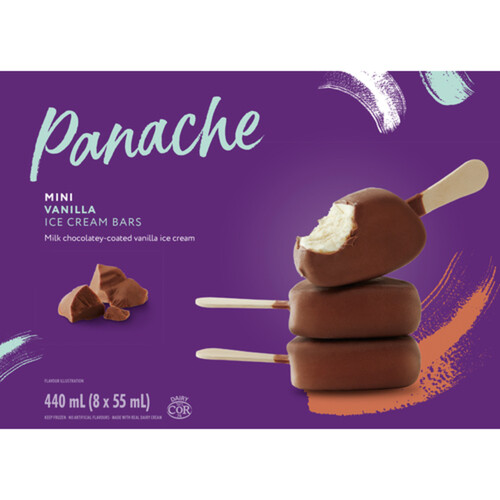 Panache Ice Cream Bars Vanilla & Milk Chocolate Mini 8 x 55 ml