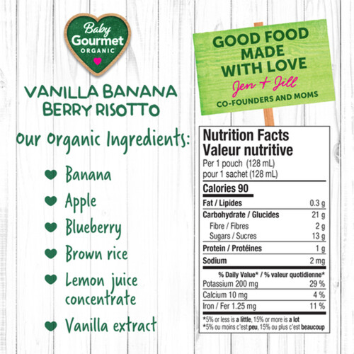 Baby Gourmet Organic Puree Vanilla Banana Berry Risotto 128 ml