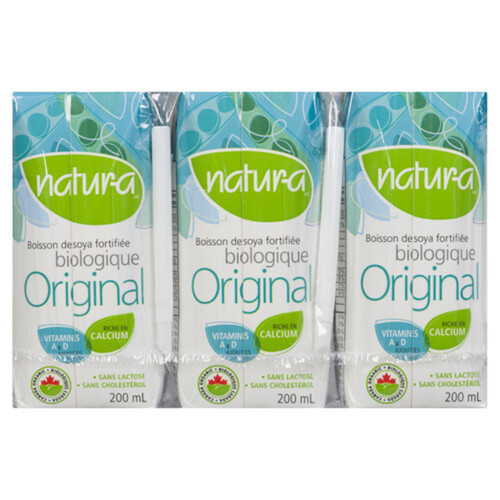 Natur-a Organic Soy Beverage Original 3 x 200 ml