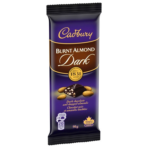 Cadbury Burnt Almond Chocolate Bar Dark Chocolate With Chopped Almonds 90 g