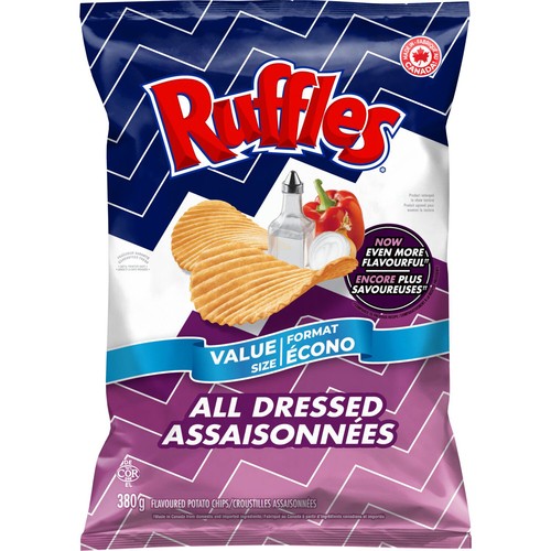 Ruffles Potato Chips All Dressed Value Size 380 g