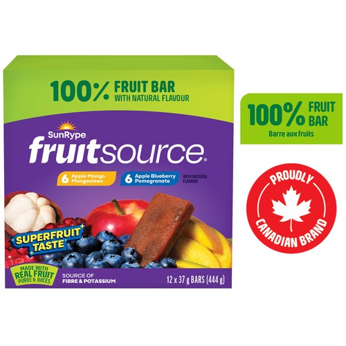 SunRype Fruitsource 100% Fruit Bar Variety Pack 12 x 37 g