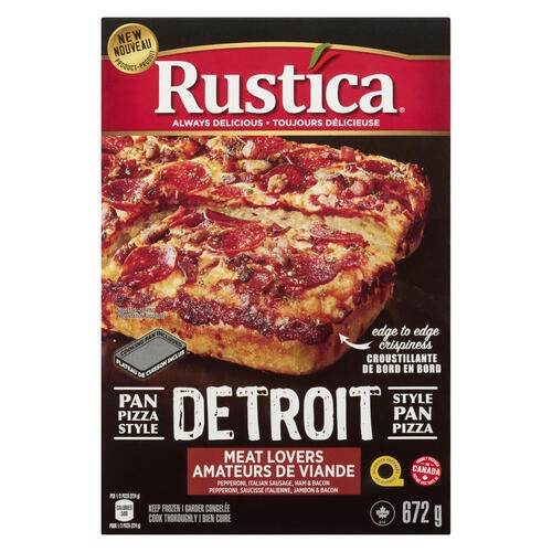 Rustica Frozen Detroit Style Pan Pizza Meat Lovers 672 g