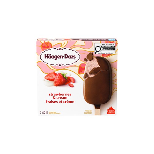 Häagen-Dazs Ice Cream Bars Strawberries and Cream 3 X 72 ml