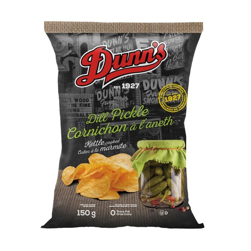 Dunn's Famous Potato Chips Kettle Cooked  Dill Pickle 150 g