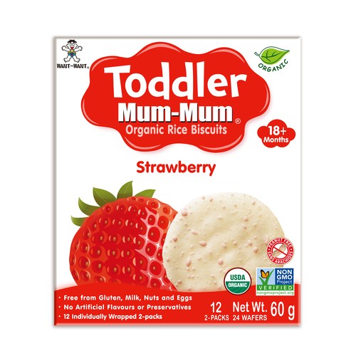 Hot-Kid Toddler Mum-Mum Organic Rice Biscuits Strawberry 60 g