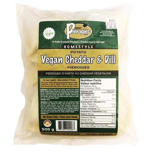 Perfect Pierogies Ltd. Vegan Cheddar Dill Pierogies 500 g (frozen)