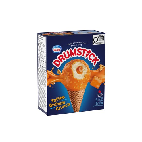 Nestle Drumstick Frozen Dessert Cones Toffee Graham Crunch 4 x 125 ml