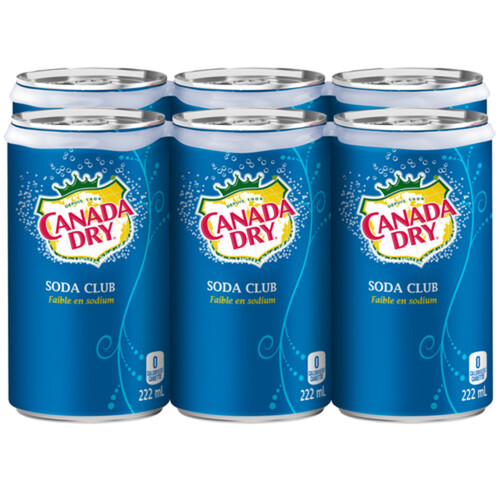 Canada Dry Soft Drink Club Soda 6 x 222 ml (cans)