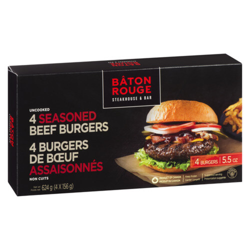 Baton Rouge Frozen Beef Burgers 4 Seasoned 4 Pack 624 g