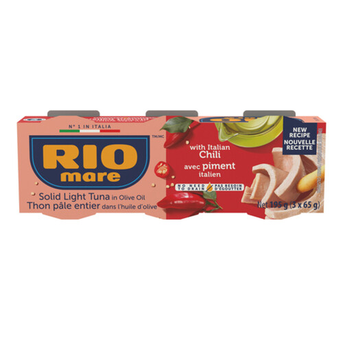 Rio Mare Canned Solid Light Tuna In Olive Oil With Italian Chili 3 x 65 g