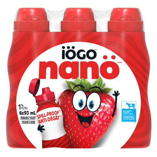 iÖGO Nanö 1% Drinkable Yogurt Strawberry 6 x 93 ml