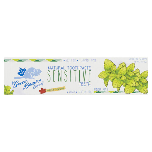 The Green Beaver Vegan Natural Toothpaste Sensitive Teeth Fresh Mint 75 ml