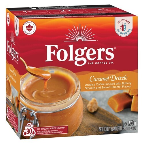 Folgers Coffee Pods Caramel Drizzle 30 K-Cups 270 g