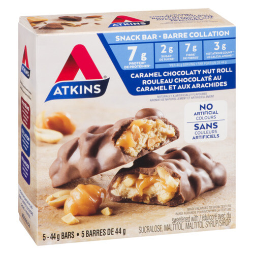 Atkins Advantage Snack Bars Caramel Chocolate Nut Roll 5 x 44 g