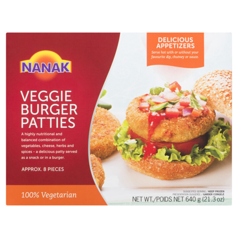 Nanak Frozen Veggie Burger Patties 640 g Voilà Online Groceries & Offers
