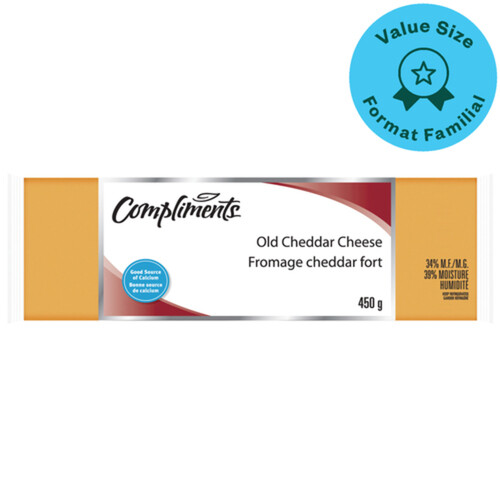 Compliments Cheddar Cheese Old Value Size 450 g