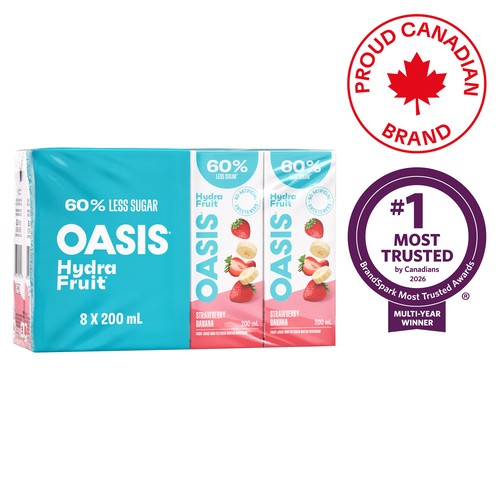 Oasis HydraFruit Juice Boxes Strawberry Banana 8 x 200 ml