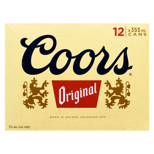 Coors Original Beer 5% Alcohol 12 x 355 ml (cans)
