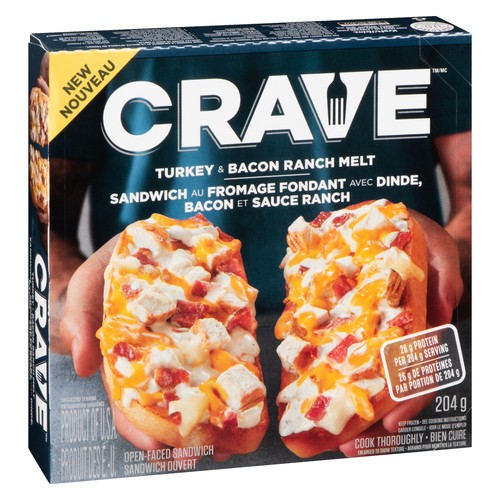 CRAVE Frozen Open-Faced Sandwich Turkey & Bacon Ranch Melt 210 g 
