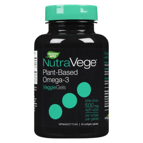 NutraVege Plant Based Omega-3 Veggie Gels Softgels 30 Count