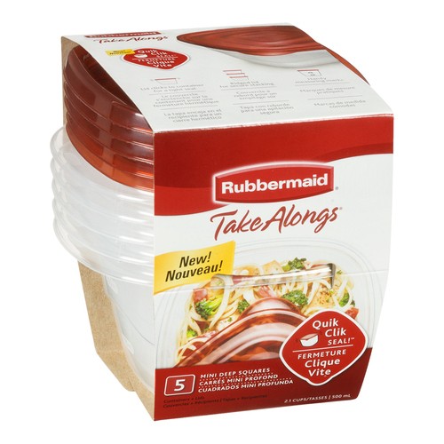 Rubbermaid Take Alongs Storage Containers Mini Deep Square 5 Count