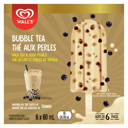 Walls Frozen Dessert Bars Bubble Tea Milk Tea & Boba Pearls 6 X 60 ml