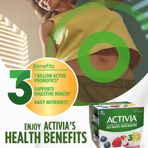 Activia 2.2% Probiotic Yogurt Blueberry & Strawberry-Rhubarb 8 x 100 ml