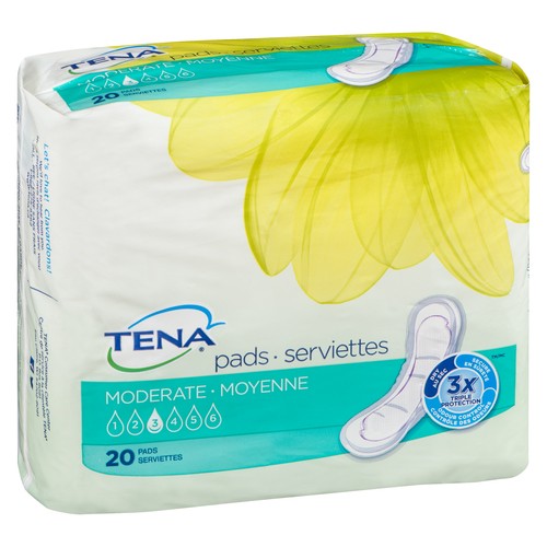 Tena Moderate Pads Without Wings 20 Count