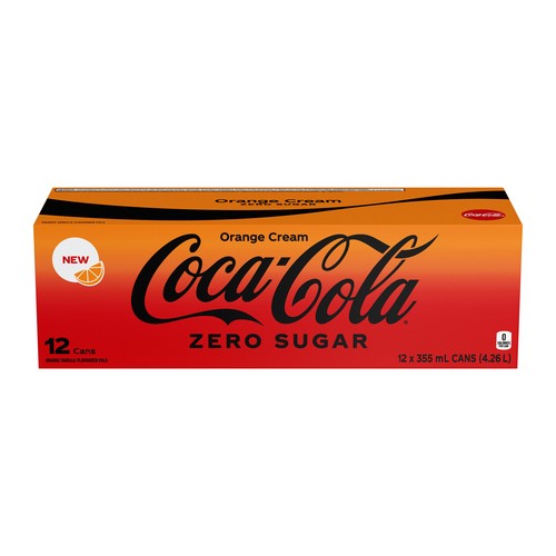 Coca Cola Zero Sugar Soft Drink Orange Cream 12 x 355 ml (cans)