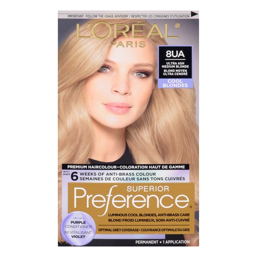 L'Oréal Hair Colour Superior Prference 8UA Ultra Ash Medium Blonde 1 Box 