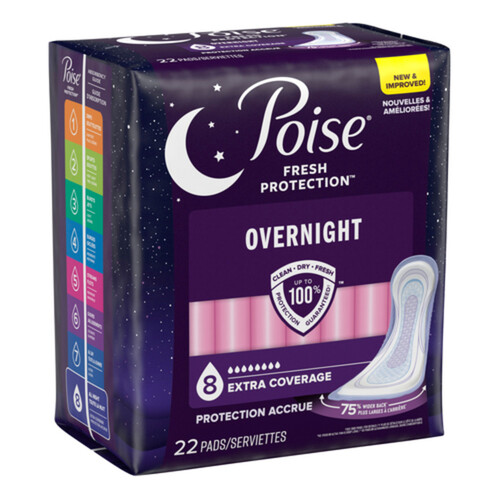 Poise Incontinence Pads for Women Overnight Extra-Coverage 22 Count