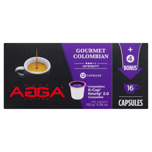 Agga Coffee K-Cup Coffee Pods Gourmet Colombian 16 Capsules 152 g