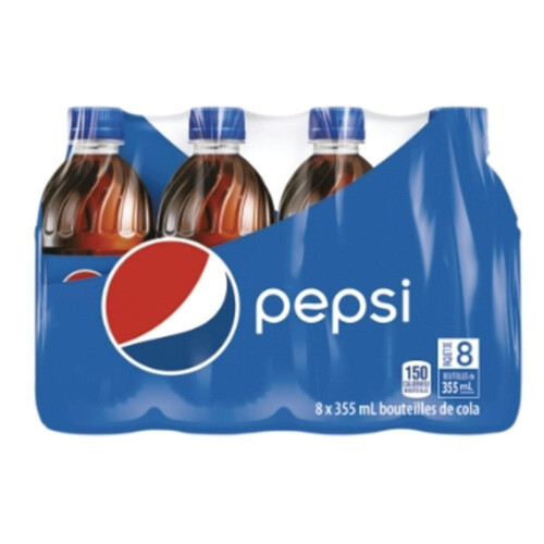 Pepsi Pop Soft Drink 8 x 355 ml (bottles)