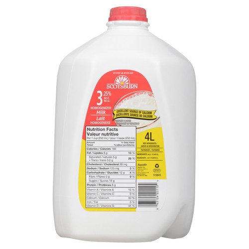Scotsburn  3.25% Jug Milk Homogenized 4 L