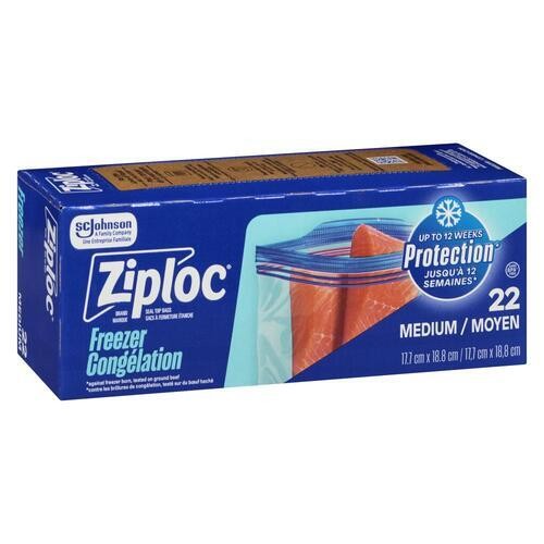 Ziploc Freezer Bags Seal Top Medium 22 Count