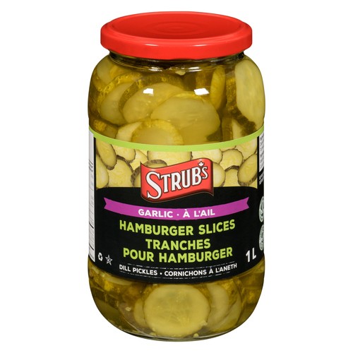 Strub's Dill Pickles Garlic Hamburger Slices 1 L