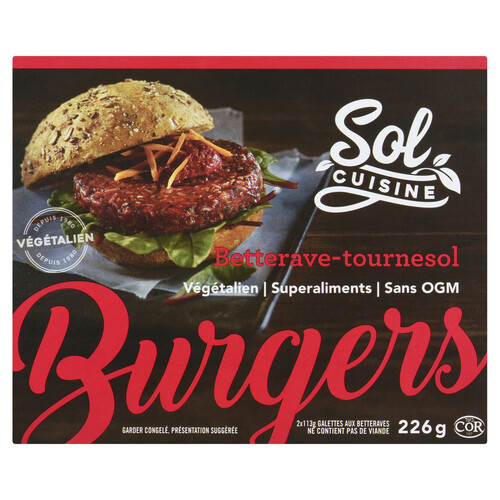 Sol Cuisine Frozen Sunflower Beet Burgers 226 g