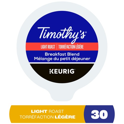 Timothy's World Coffee Pods Breakfast Blend Light K-Cups 30 Count