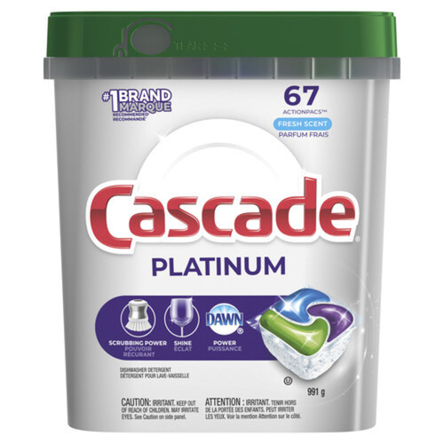 Cascade Platinum Dishwasher Detergent Pouch With Liquid And Powder 67 EA