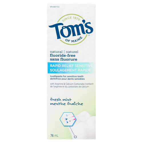 Tom's Of Maine Toothpaste Rapid Relief Sensitive Fresh Mint 76 ml