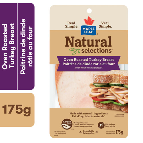 Maple Leaf Natural Selections Sliced Deli Turkey Breast Oven Roasted 175 g