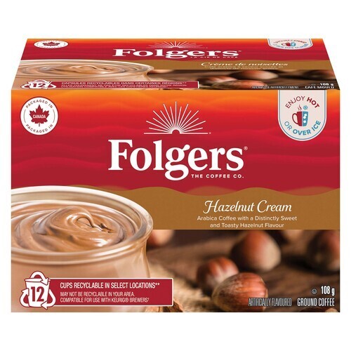 Folgers Coffee Pods Gourmet Hazelnut Cream 12 K-Cups 108 g